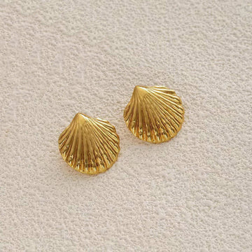 Anti-Tarnish Gold Scallop Shell Stud Earring