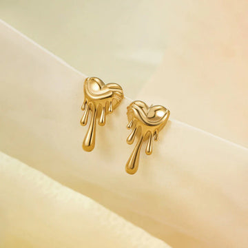 Anti-Tarnish Gold Melting Heart Drop Earring