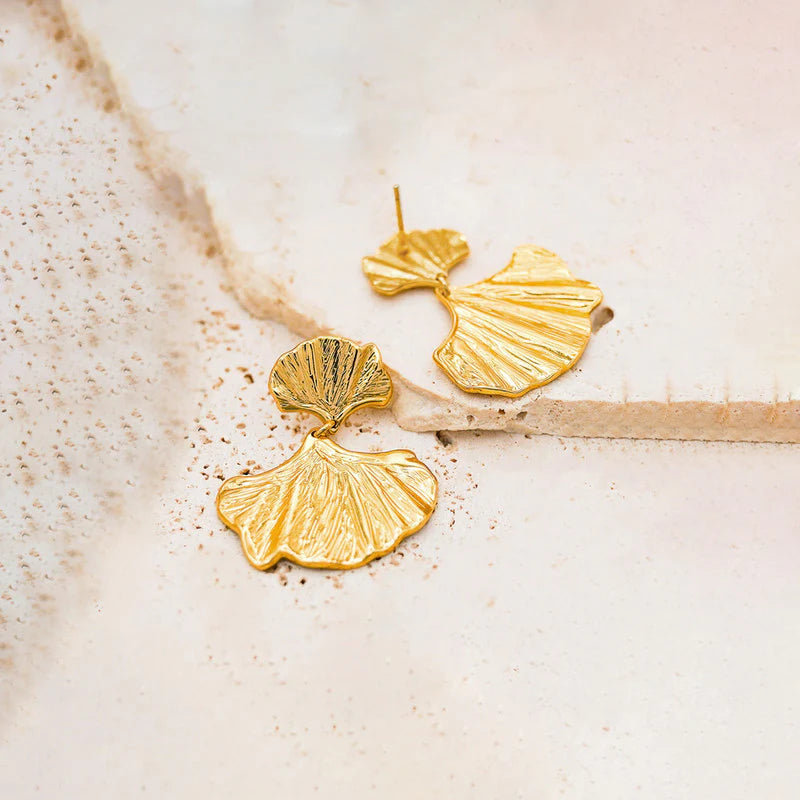 Anti-Tarnish Gold Shell Drop Earring