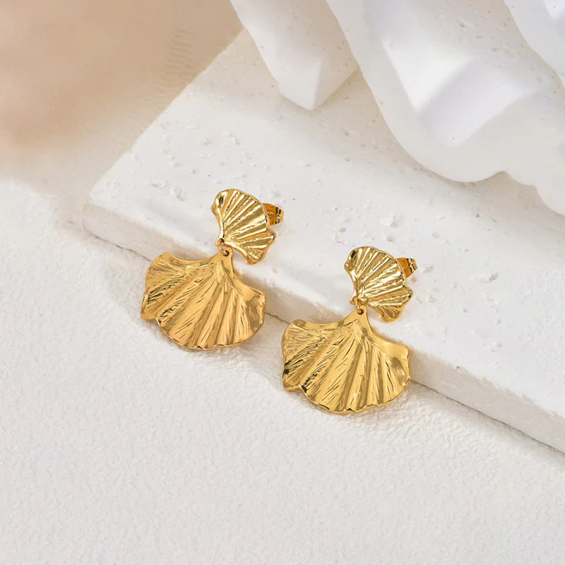 Anti-Tarnish Gold Shell Drop Earring