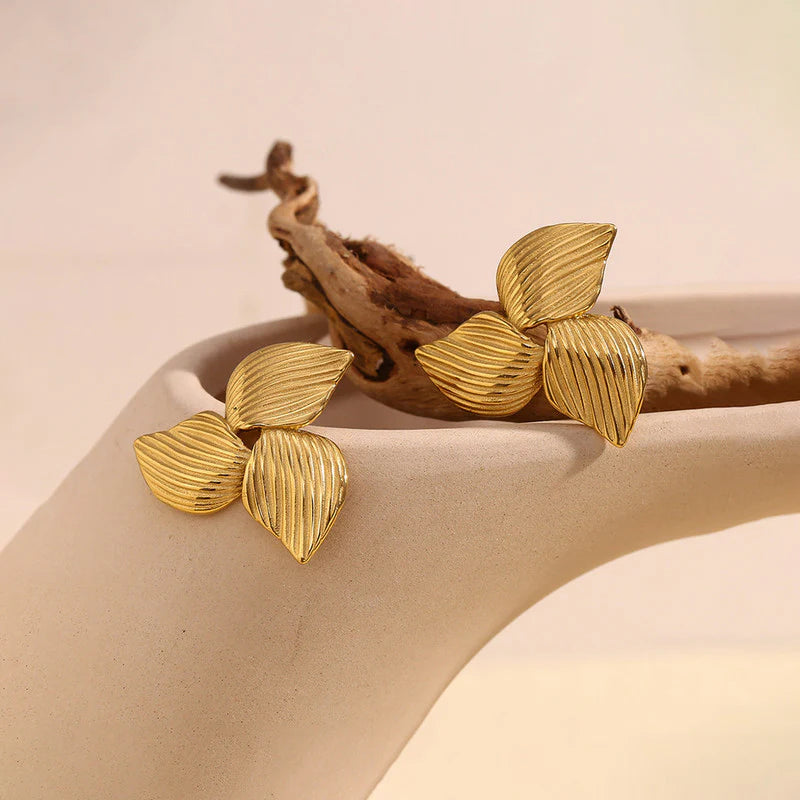 Anti-Tarnish Gold Floral Stud Earring