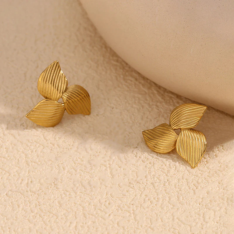 Anti-Tarnish Gold Floral Stud Earring