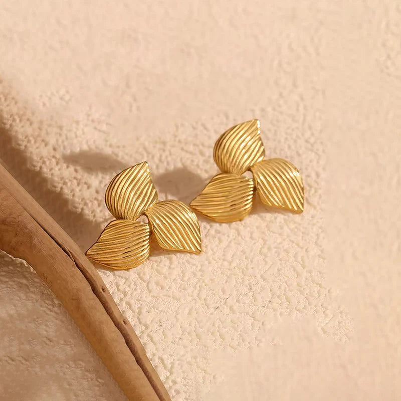 Anti-Tarnish Gold Floral Stud Earring