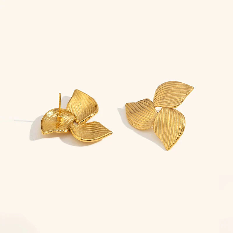 Anti-Tarnish Gold Floral Stud Earring