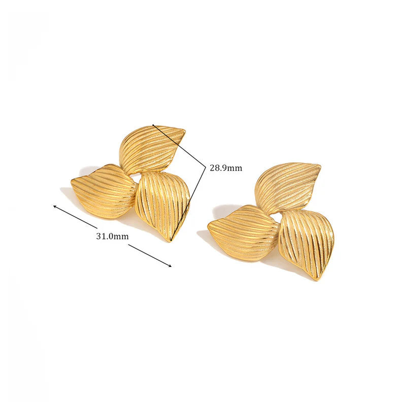 Anti-Tarnish Gold Floral Stud Earring