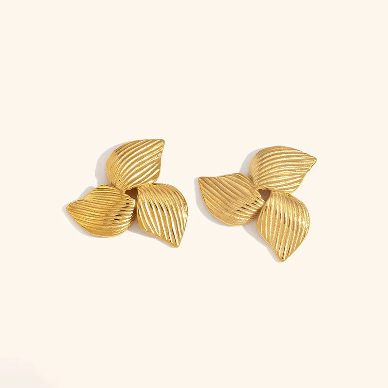 Anti-Tarnish Gold Floral Stud Earring