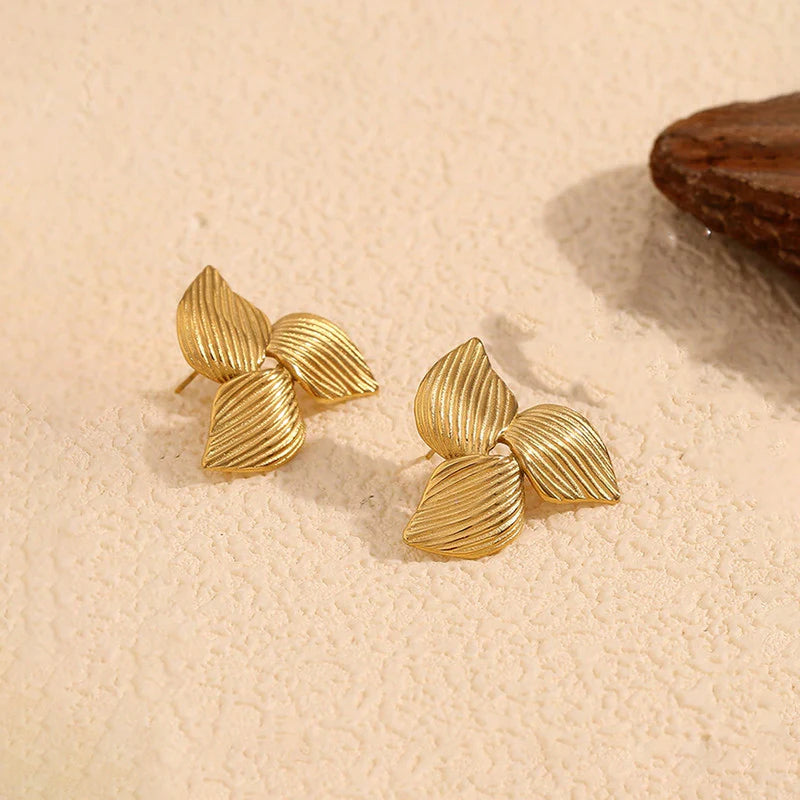 Anti-Tarnish Gold Floral Stud Earring