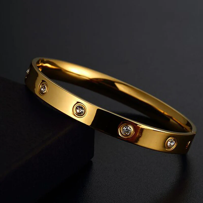 Stainless Steel Contemporary Gold Plated Love AD Anti-Tarnish Bracelet