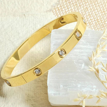 Stainless Steel Contemporary Gold Plated Love AD Anti-Tarnish Bracelet