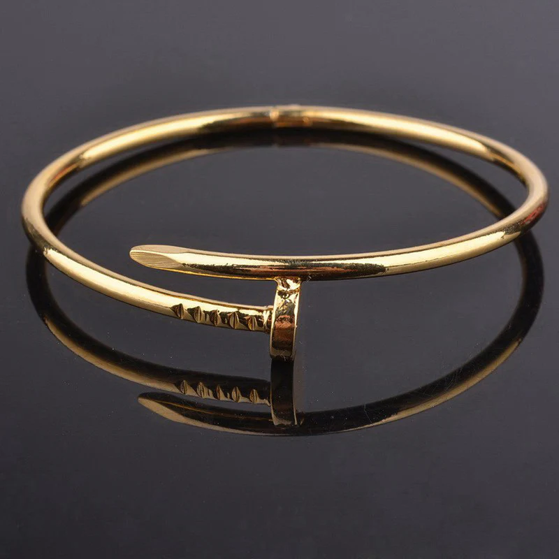 Stainless Steel Gold Plated Stainless Steel Anti Tarnish Nail Bracelet