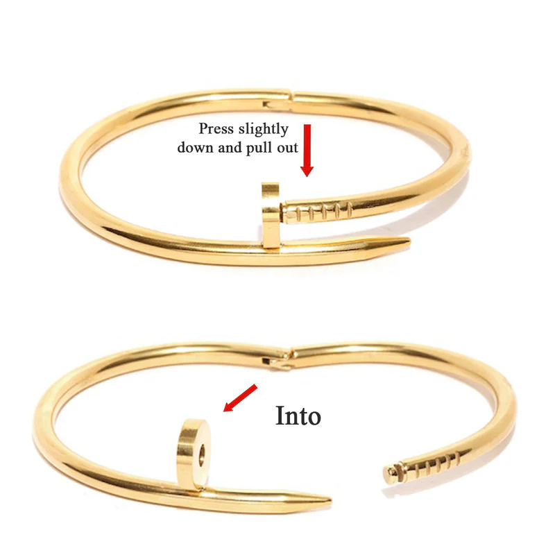 Stainless Steel Gold Plated Stainless Steel Anti Tarnish Nail Bracelet