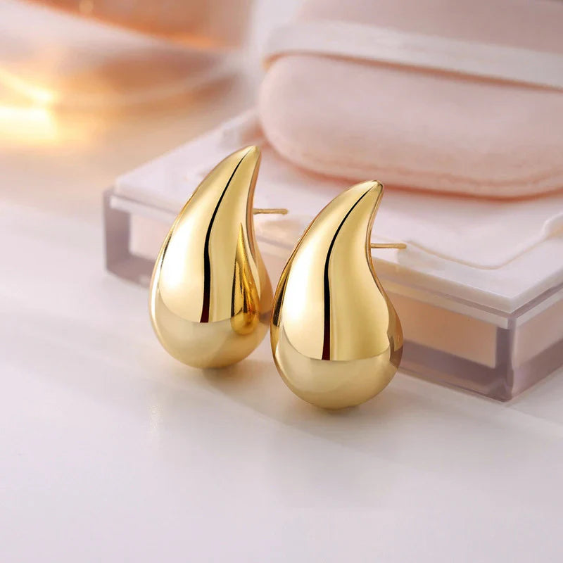 Gold Teardrop Chunky Stud Earring