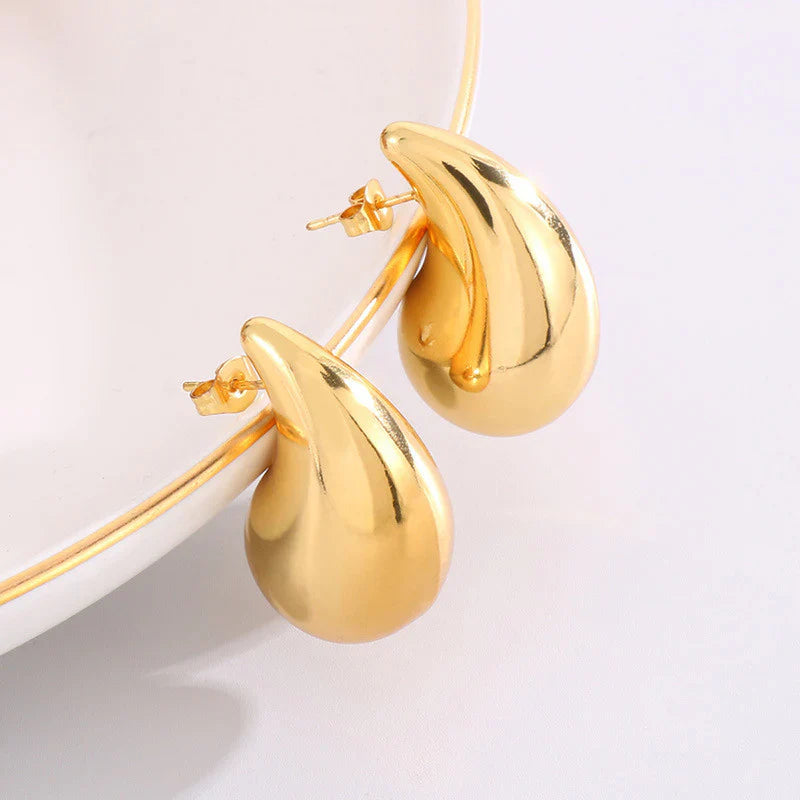 Gold Teardrop Chunky Stud Earring
