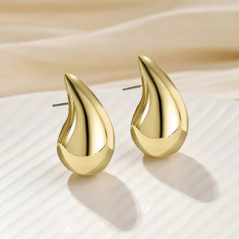 Gold Teardrop Chunky Stud Earring