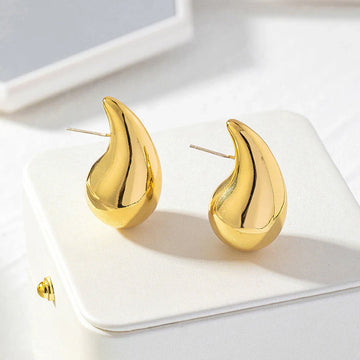 Gold Teardrop Chunky Stud Earring