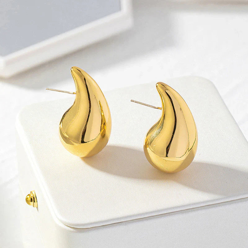 Gold Teardrop Chunky Stud Earring