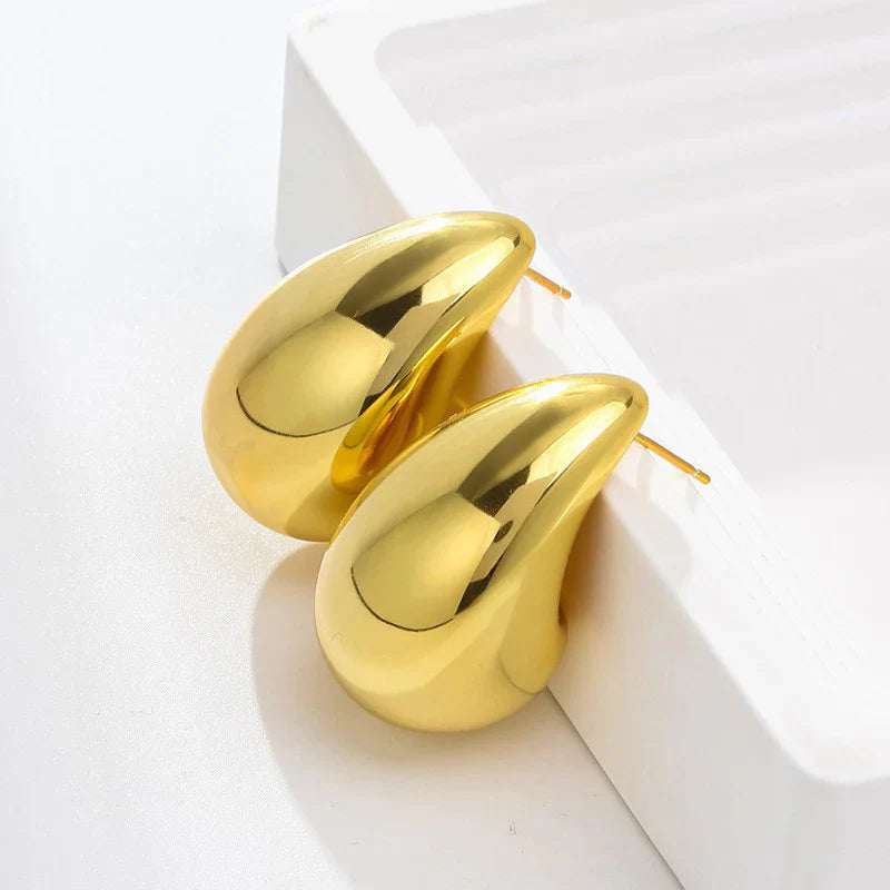Gold Teardrop Chunky Stud Earring