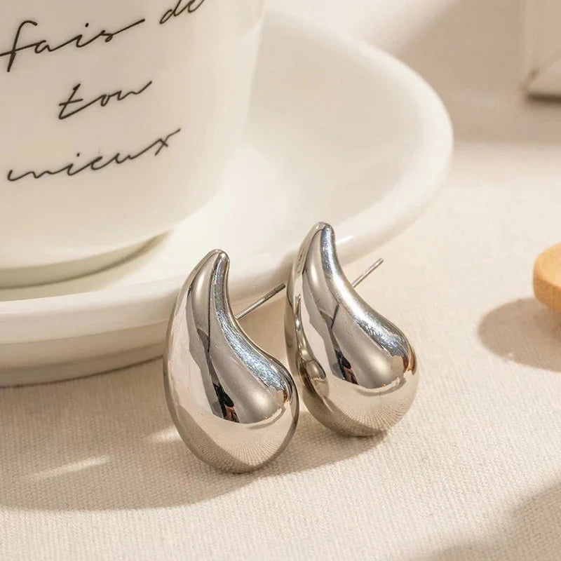Silver Teardrop Chunky Stud Earring