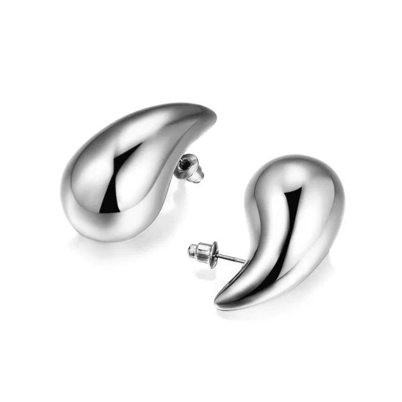 Silver Teardrop Chunky Stud Earring