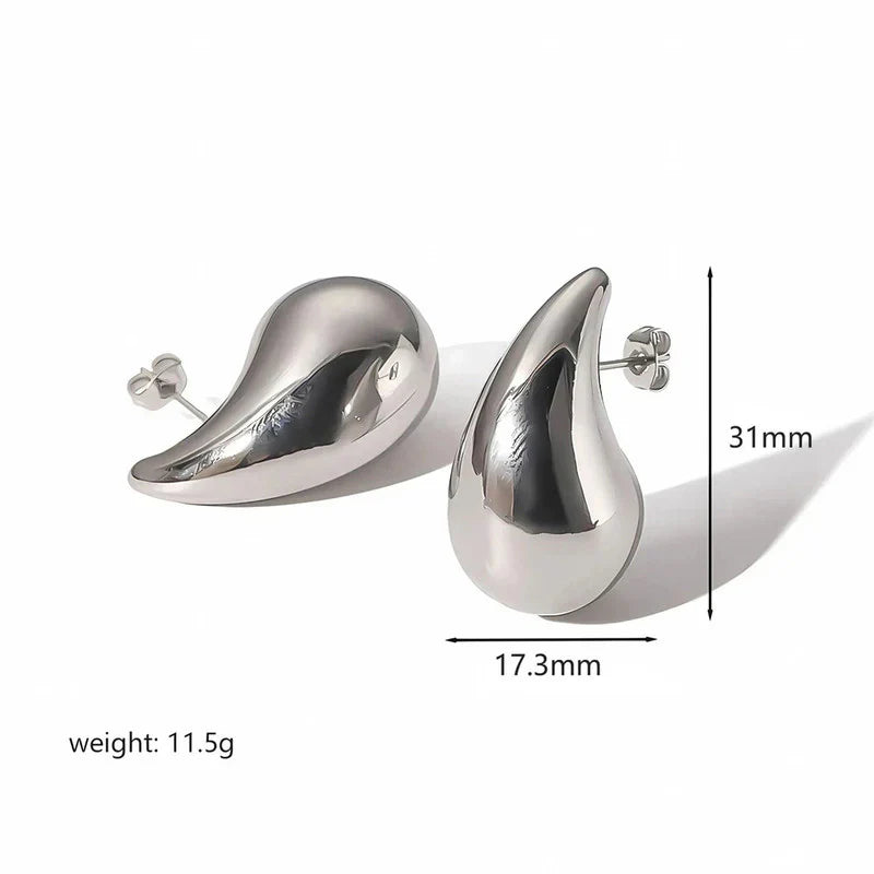 Silver Teardrop Chunky Stud Earring