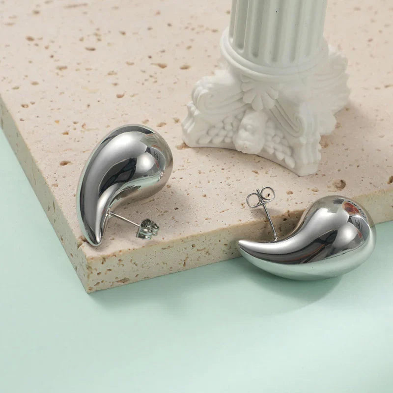 Silver Teardrop Chunky Stud Earring