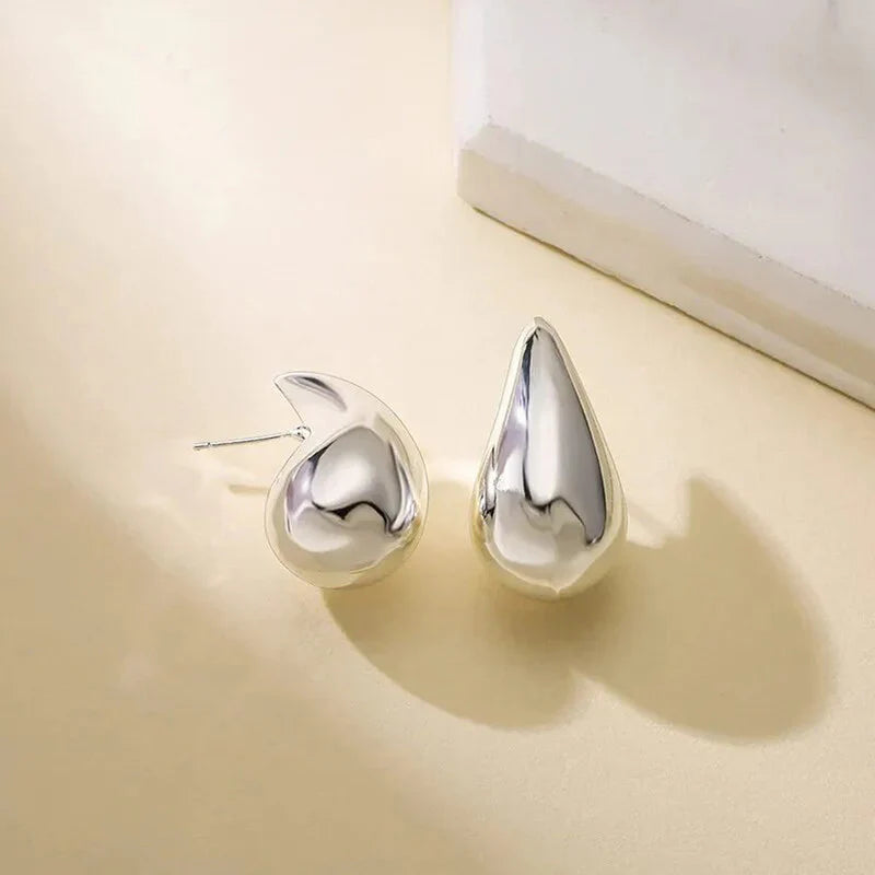 Silver Teardrop Chunky Stud Earring