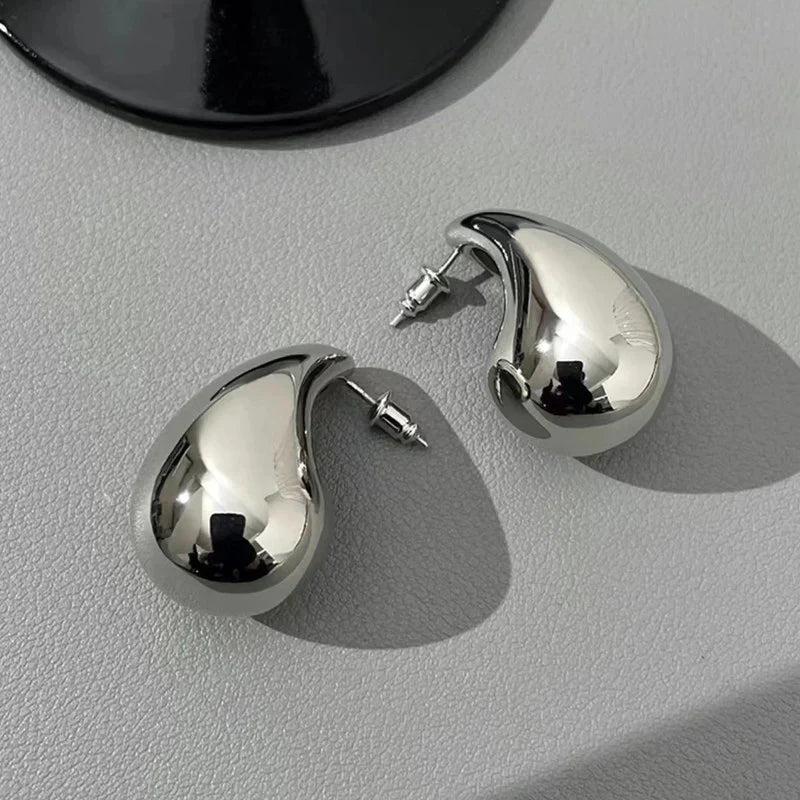 Silver Teardrop Chunky Stud Earring