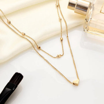 Gold Heart Pendant Layered Necklace