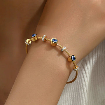 Stainless Steel Gold Plated Evil Eye Anti-Tarnish Bracelet