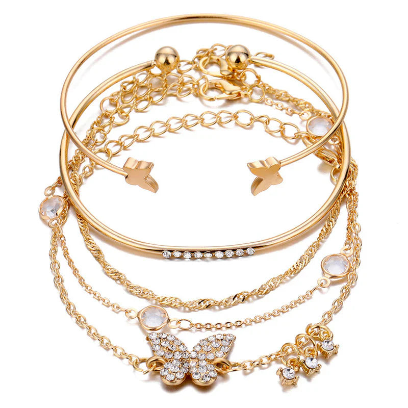 Gold Butterfly Bracelet (Set of 5)