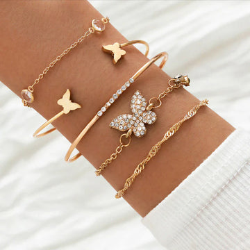 Gold Butterfly Bracelet (Set of 5)
