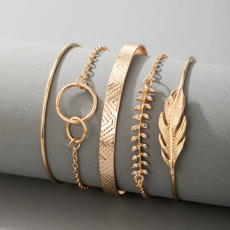 Gold Boho Bracelet Set of 5