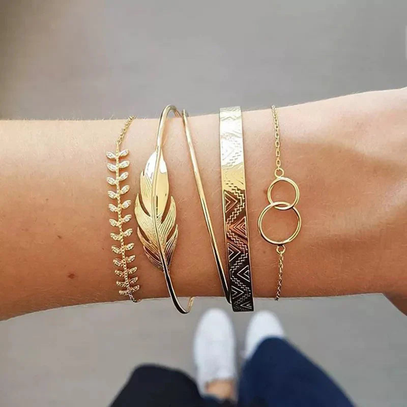 Gold Boho Bracelet Set of 5
