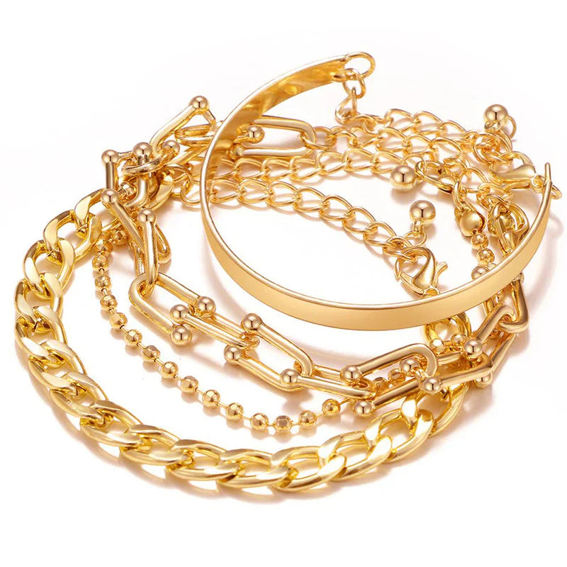 Minimalist Gold Bracelet (Set of 4)