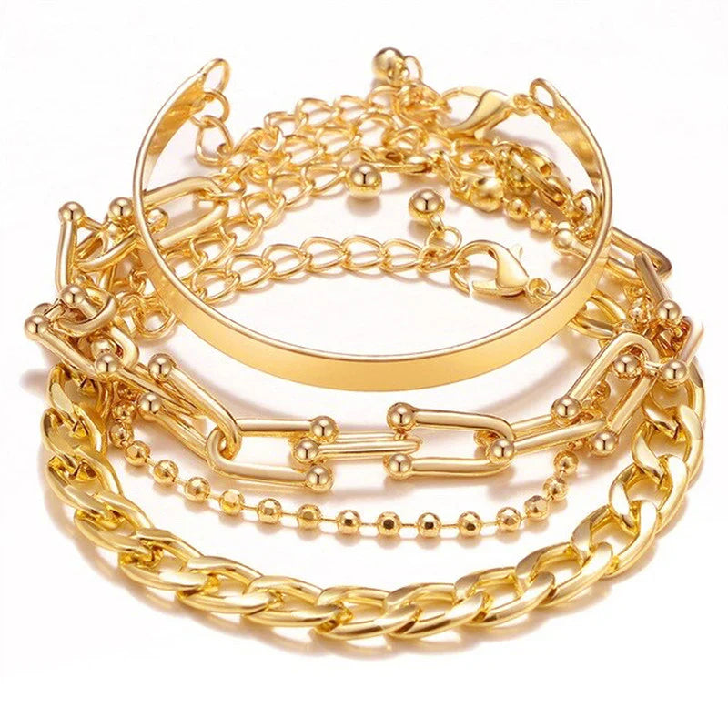 Minimalist Gold Bracelet (Set of 4)