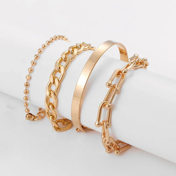 Minimalist Gold Bracelet (Set of 4)