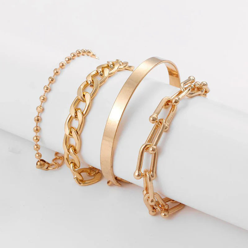 Minimalist Gold Bracelet (Set of 4)