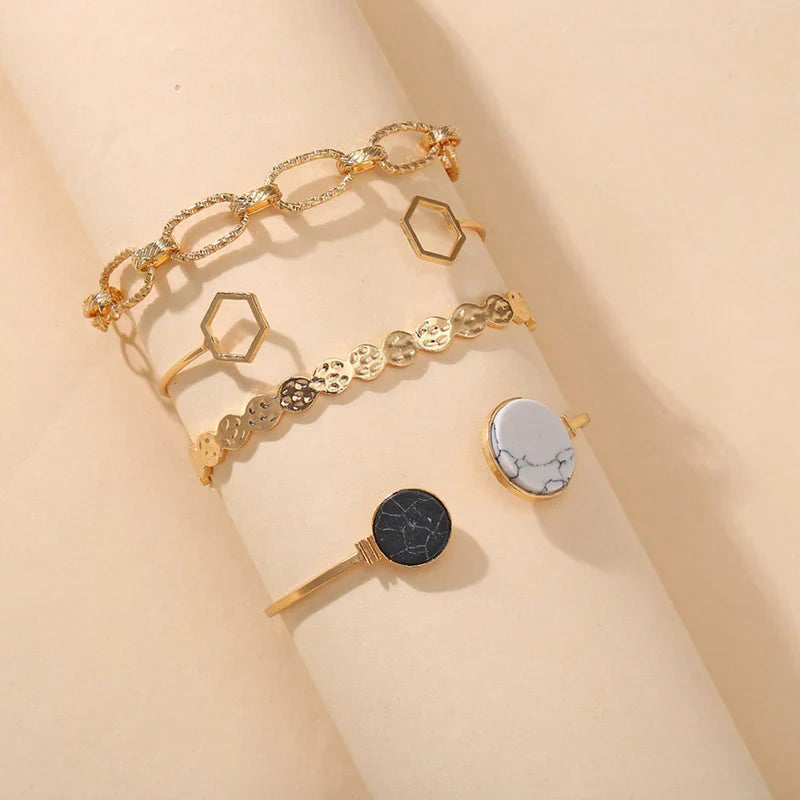 Elegant Gold Minimalist Bracelet (Set of 6)