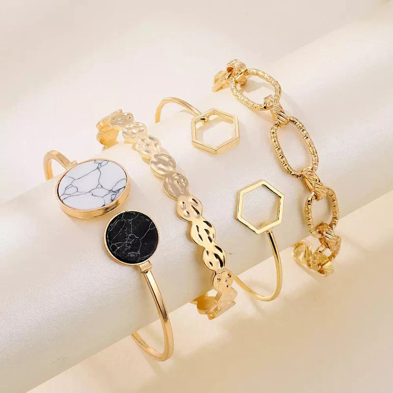 Elegant Gold Minimalist Bracelet (Set of 6)