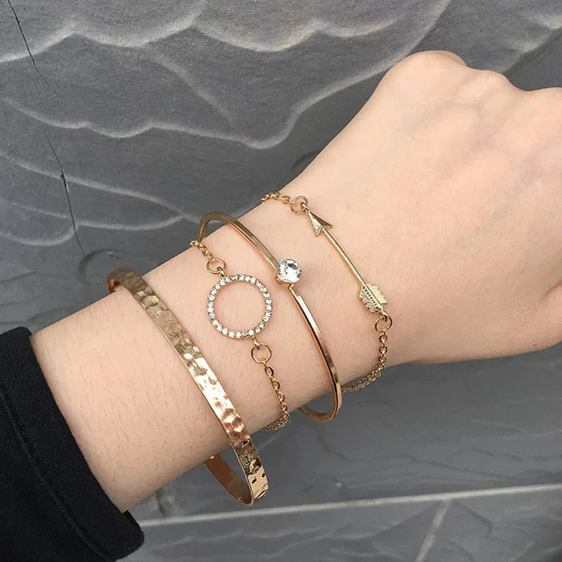 Gold Minimalist Charm Bracelet (Set of 4)
