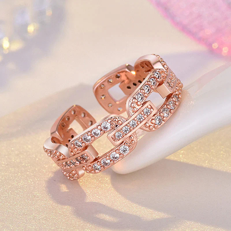 Rose Gold Chain-Link Adjustable Ring