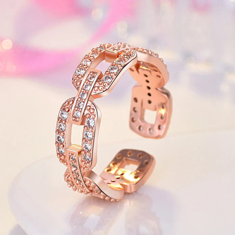 Rose Gold Chain-Link Adjustable Ring