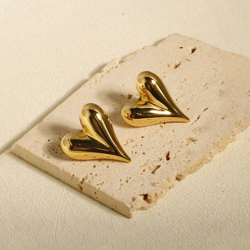 Gold Heart Stud Earring
