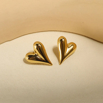 Gold Heart Stud Earring