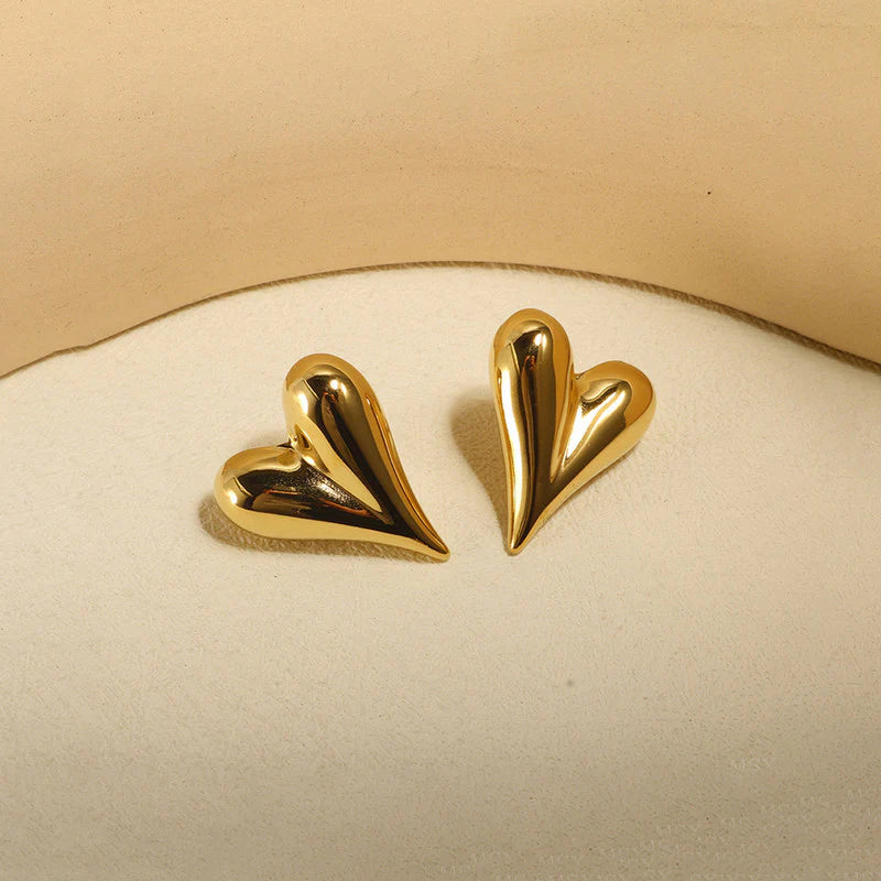 Gold Heart Stud Earring