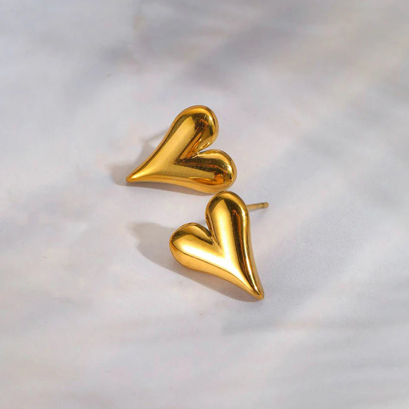 Gold Heart Stud Earring