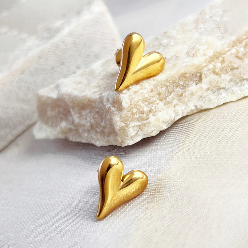 Gold Heart Stud Earring