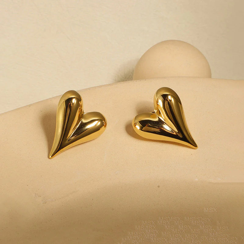Gold Heart Stud Earring