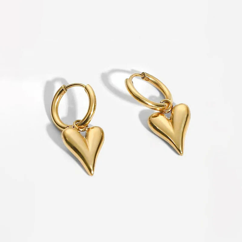Gold Puffed Heart Jewelry Set
