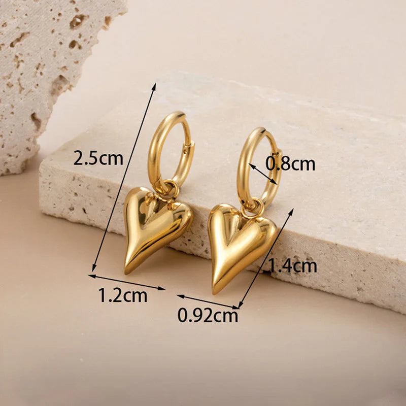 Chic Gold Heart Charm Hoop Earring